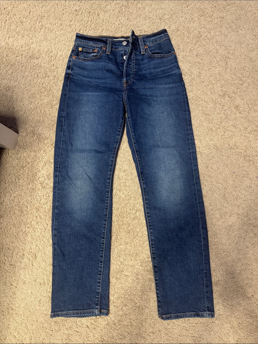 Levi's Women's High-Rise Straight-Leg Jeans in Dark Blue Denim